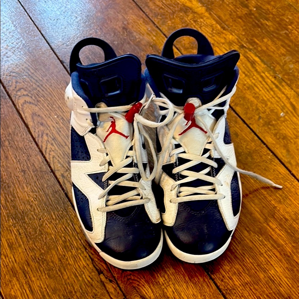 Jordan Blue and White High-Top Sneakers